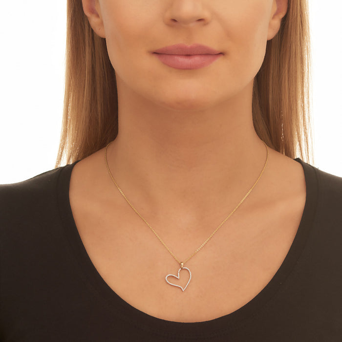 Open Diamond Heart Pendant 0.25ct Diamond 9K Yellow Gold