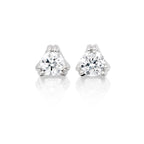 Solitaire 0.10ct 3 Claw round diamond studs in 18K white gold