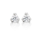 Solitaire 0.10ct 3 Claw round diamond studs in 9K white gold