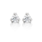 Solitaire 0.20ct 3 Claw round diamond studs in 9K white gold