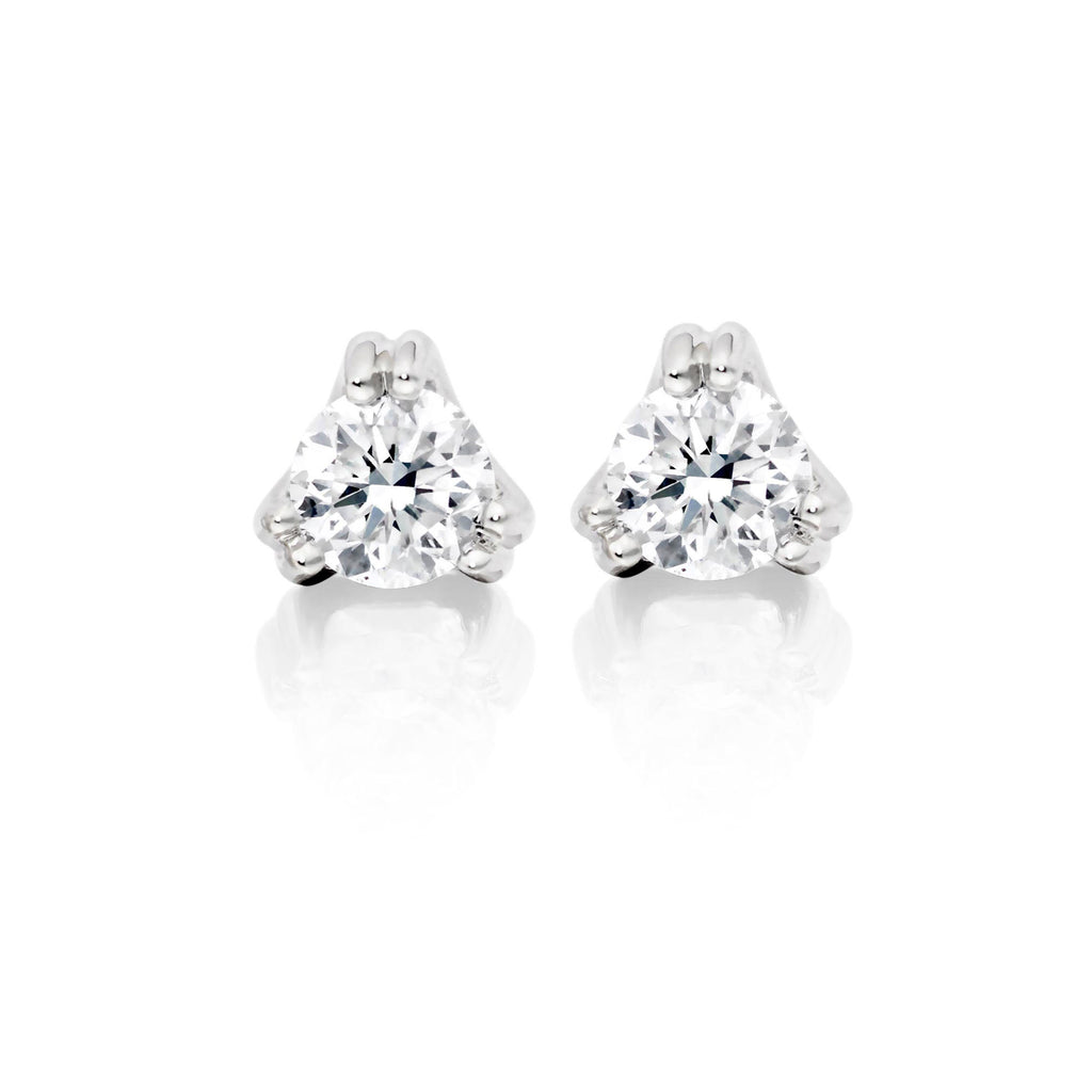 Solitaire 0.30ct 3 Claw round diamond studs in 9K white gold
