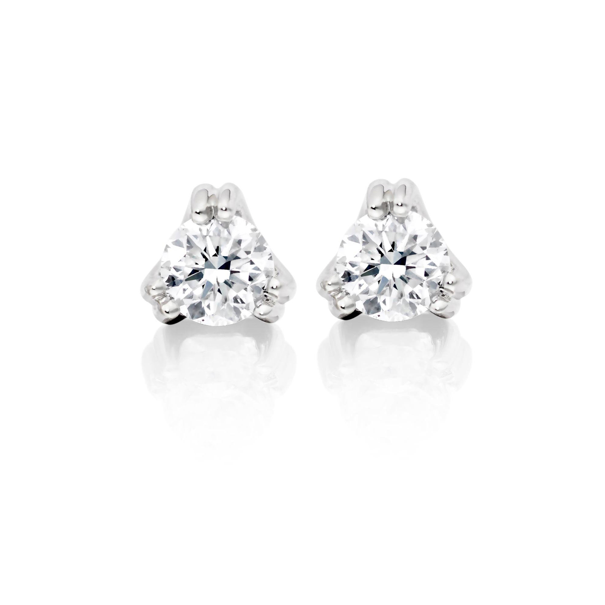 Solitaire 0.30ct 3 Claw round diamond studs in 9K white gold