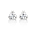Solitaire 0.40ct 3 Claw round diamond studs in 9K white gold