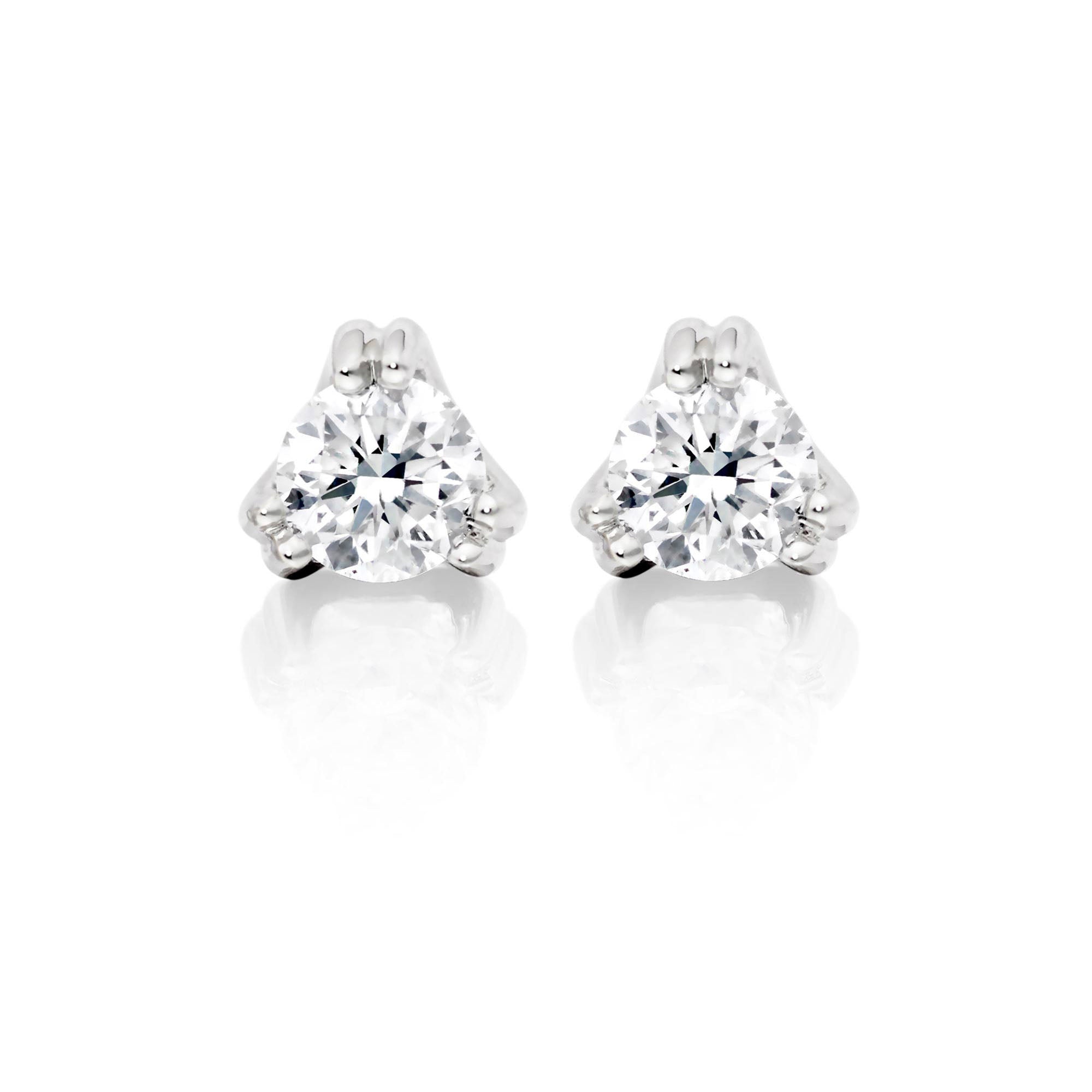 Solitaire 0.40ct 3 Claw round diamond studs in 9K white gold