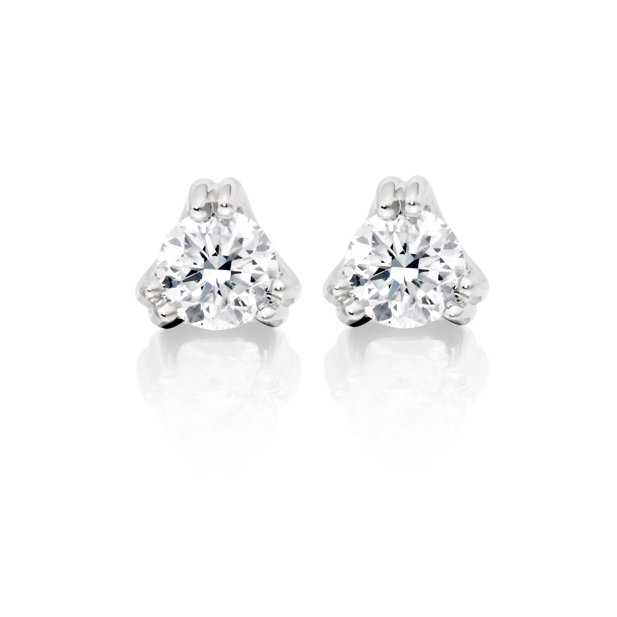 Solitaire 0.50ct 3 Claw round diamond studs in 9K white gold
