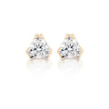 Solitaire 0.10ct 3 Claw round diamond studs in 18K yellow gold