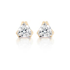 Solitaire 0.20ct 3 Claw round diamond studs in 9K yellow gold