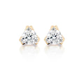 Solitaire 0.20ct 3 Claw round diamond studs in 18K yellow gold