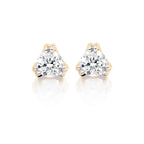 Solitaire 0.30ct 3 Claw round diamond studs in 18K yellow gold