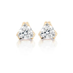 Solitaire 0.40ct 3 Claw round diamond studs in 9K yellow gold