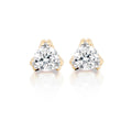 Solitaire 0.40ct 3 Claw round diamond studs in 18K yellow gold