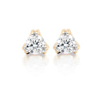 Solitaire 0.50ct 3 Claw round diamond studs in 18K yellow gold