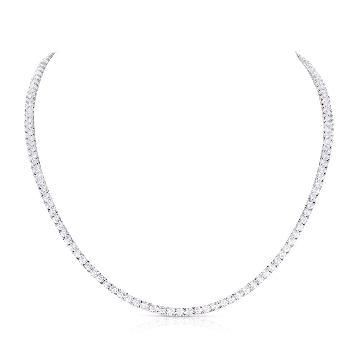 Sterling Silver Tennis Necklace with 3mm Sparkling Cubic Zirconia