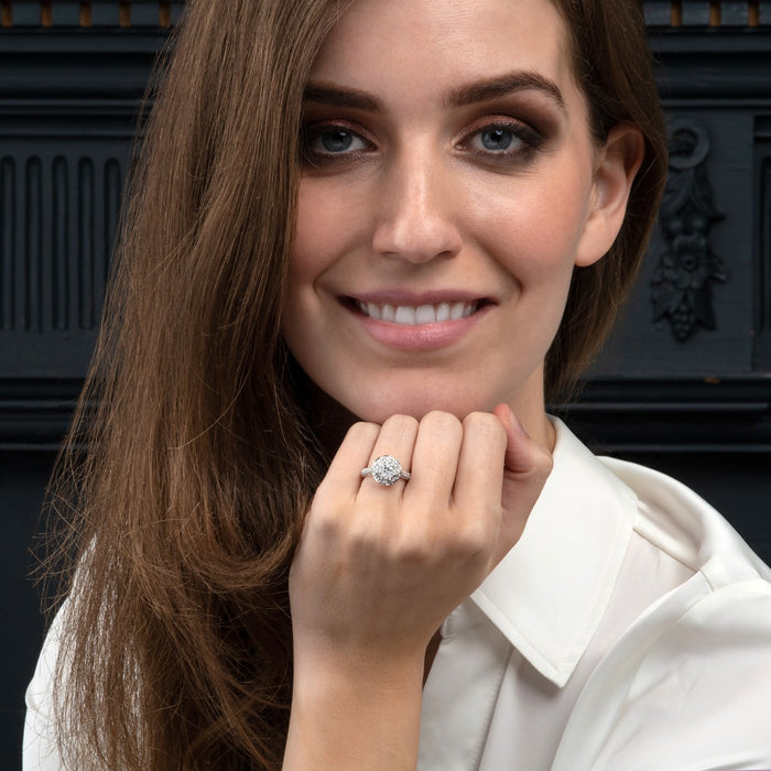 Audrey Diamond Cluster Engagement Ring 0.97ct Diamonds in 18K White Gold