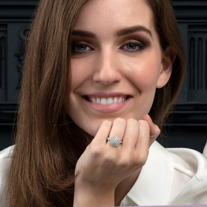 Sherazade Large Diamond Statement Ring 1.22ct Diamonds in 18K White Gold