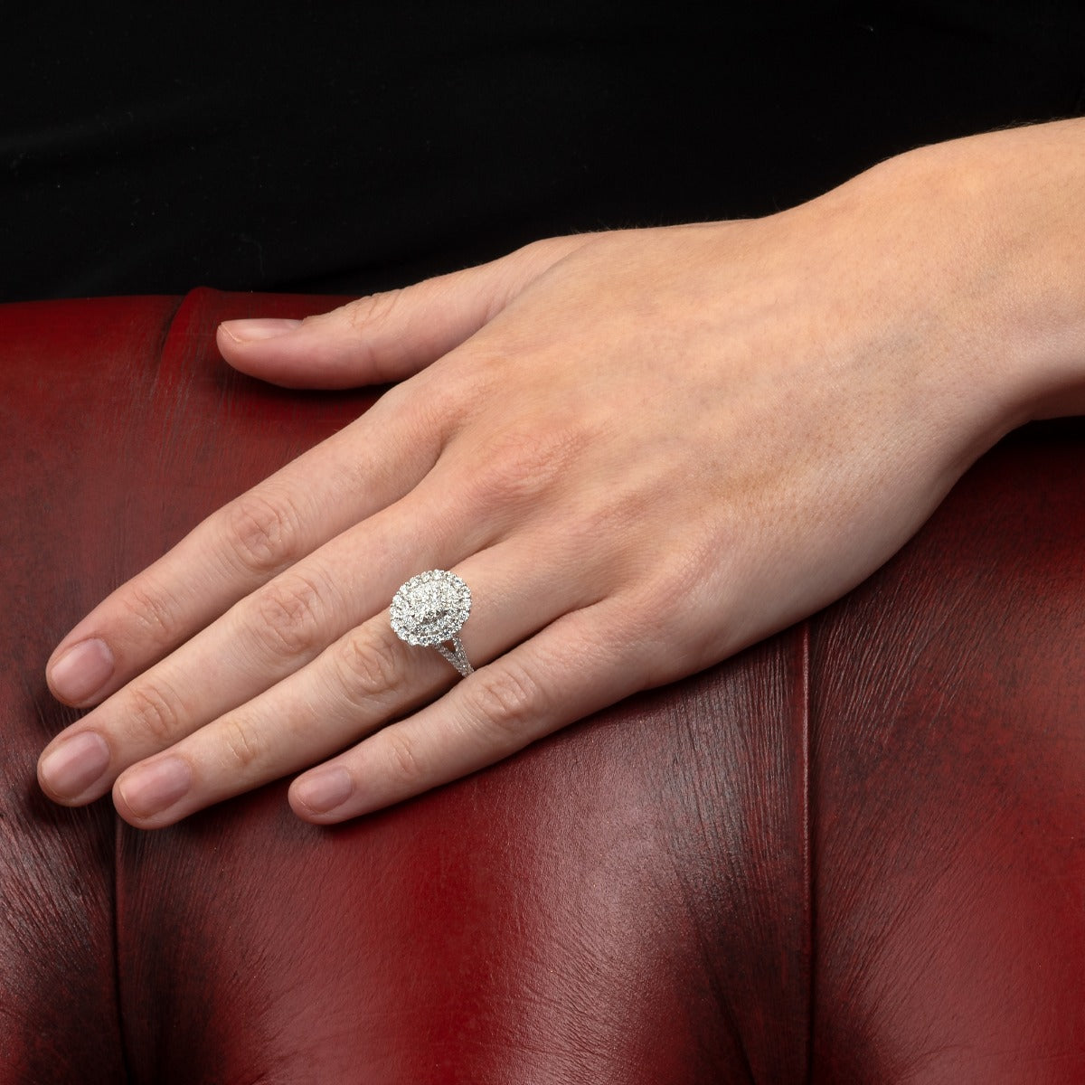 Large diamond dress ring in 18K white gold