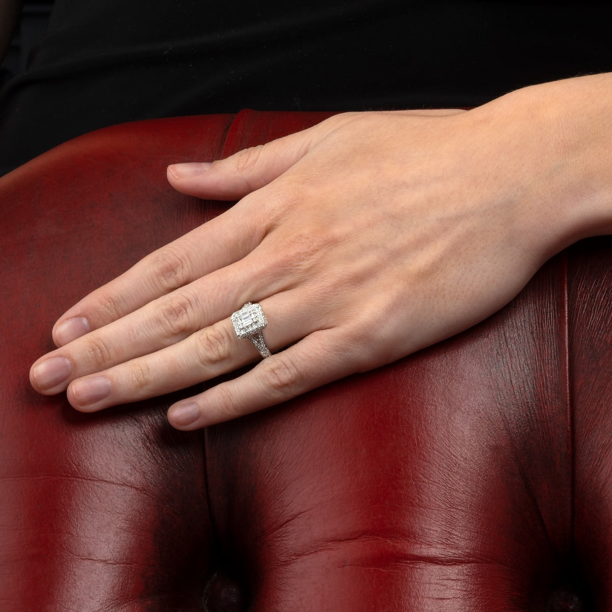 large statement ring with diamonds