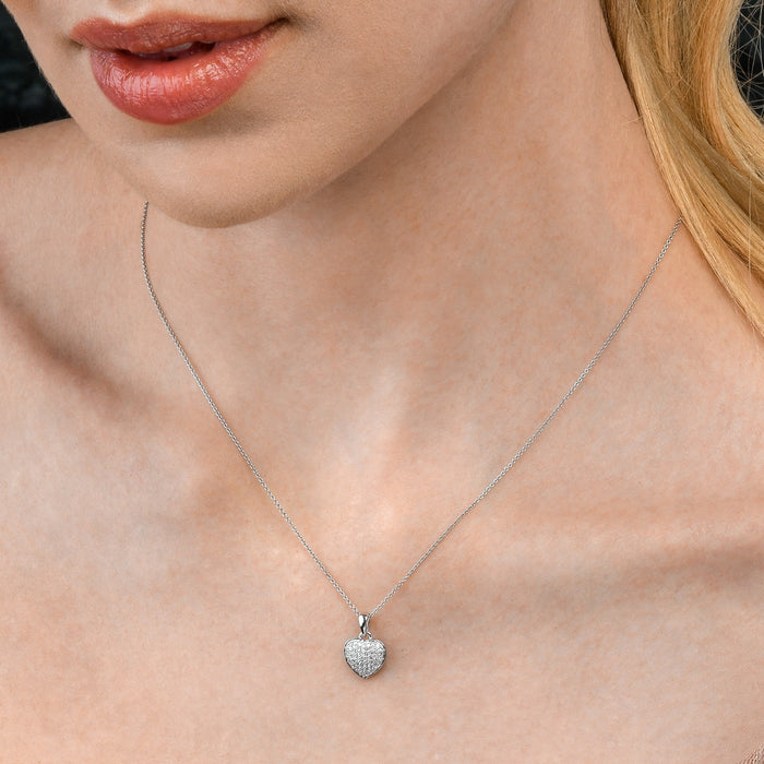 Disco Diamond Heart Pendant 0.25ct Diamond 18K White Gold