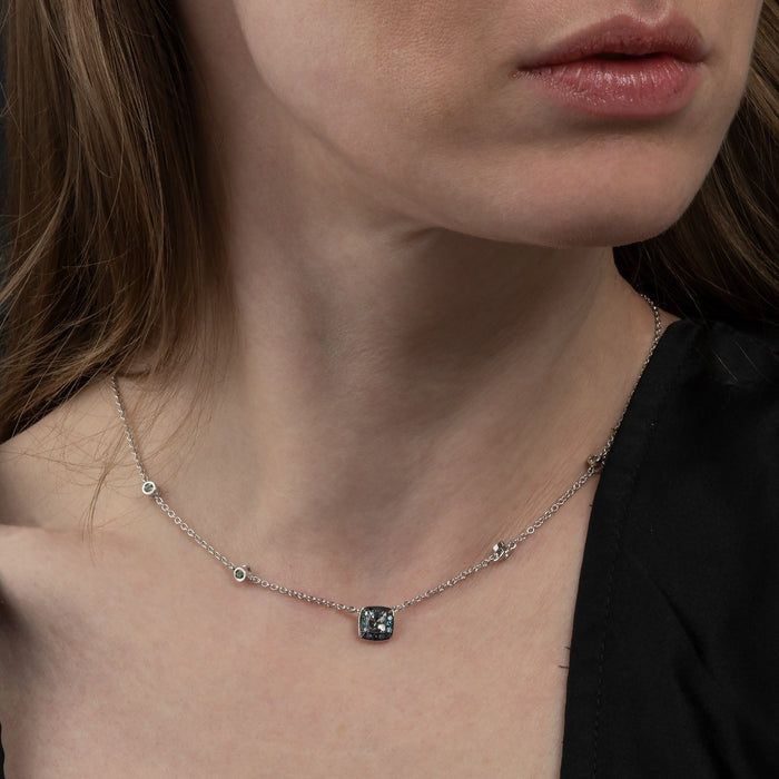 London Blue Topaz and Green Amethyst Necklace in 18K White Gold