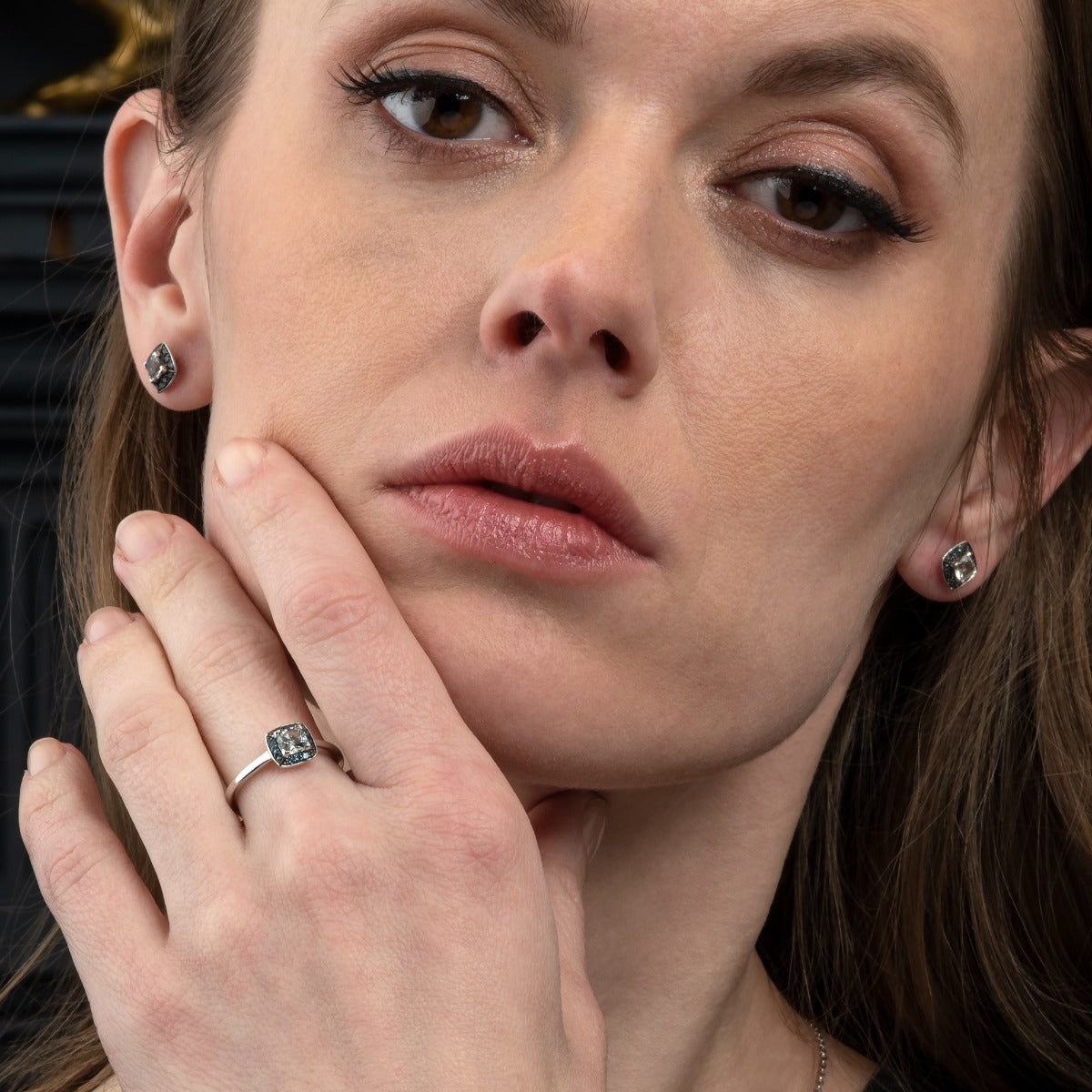 Green Amethyst and London Blue Topaz Ring in 18K White Gold