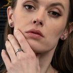 Green Amethyst and London Blue Topaz Stud Earrings in 18K White Gold
