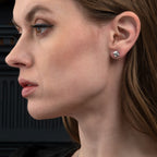 0.80ct Cushion Cut Green Amethyst Stud Earrings In 18K White Gold