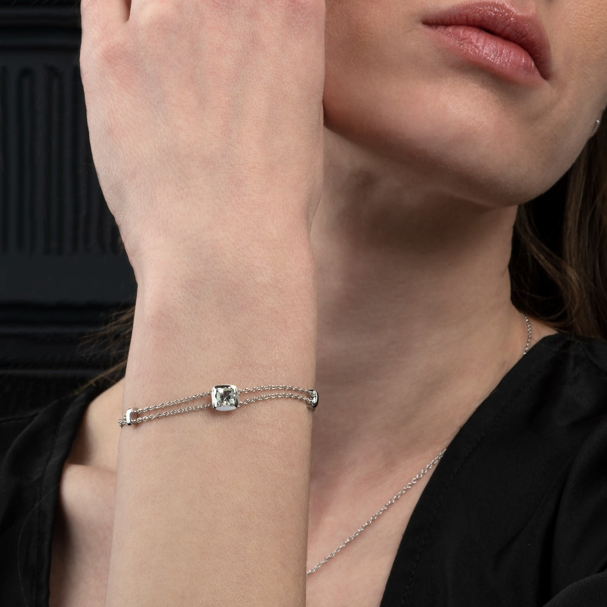Green Amethyst Bracelet in 18K White Gold