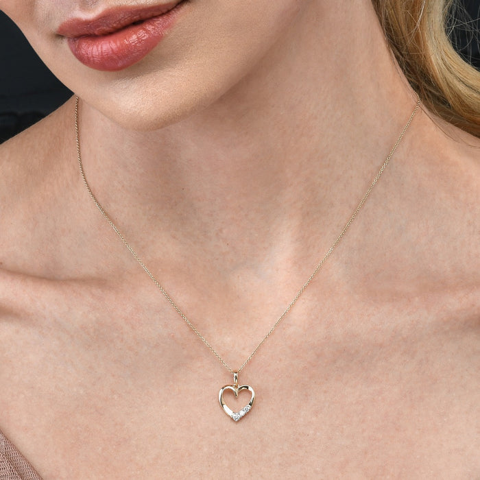 Trilogy Diamond Heart Pendant 0.15ct Diamond 9K Yellow Gold