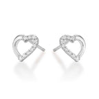You & Me Diamond Heart Earrings 0.20ct Diamond Studs 9K White Gold side view
