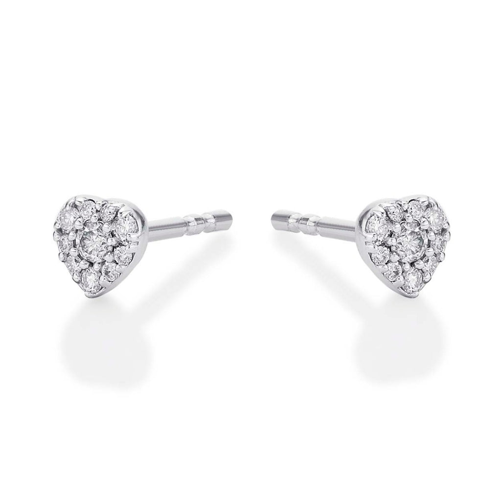 Gleam Diamond Heart Earrings 0.14ct Diamond Studs in 9K White Gold side view