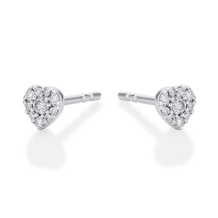 Gleam Diamond Heart Earrings 0.14ct Diamond Studs in 9K White Gold