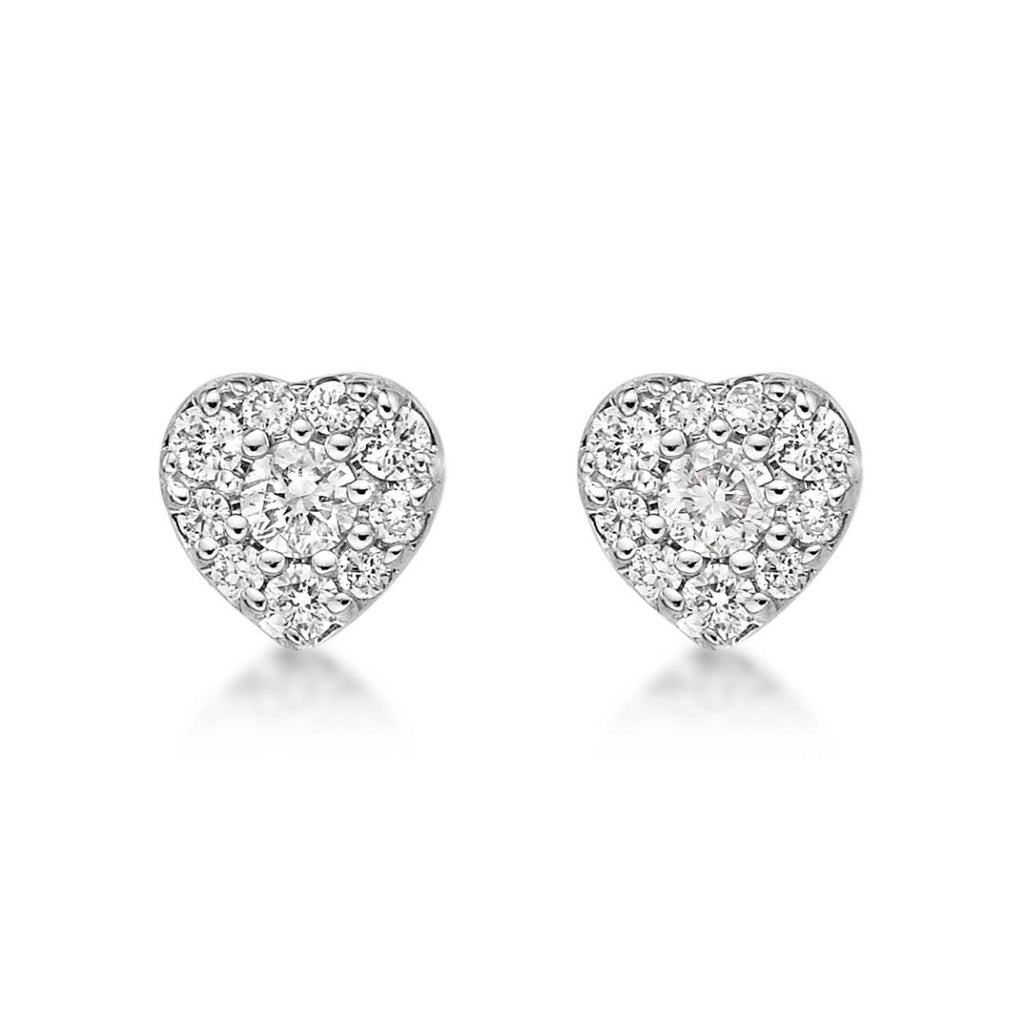Gleam Diamond Heart Earrings 0.14ct Diamond Studs in 9K White Gold