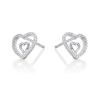 Amour Diamond Heart Earrings 0.20ct Diamond Studs in 18K White Gold side view