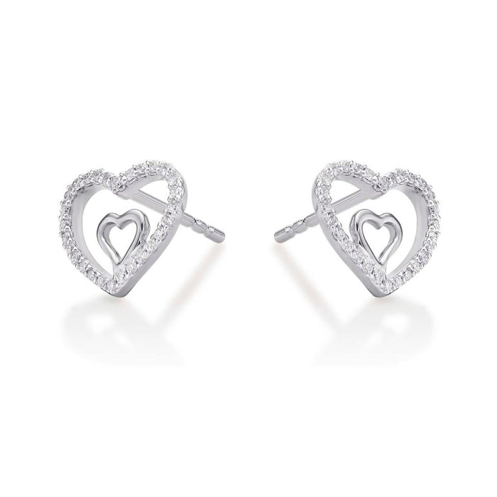 Amour Diamond Heart Earrings 0.20ct Diamond Studs in 18K White Gold