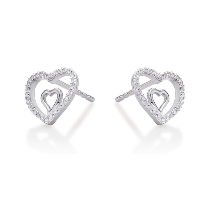 Amour Diamond Heart Earrings 0.20ct Diamond Studs in 9K White Gold