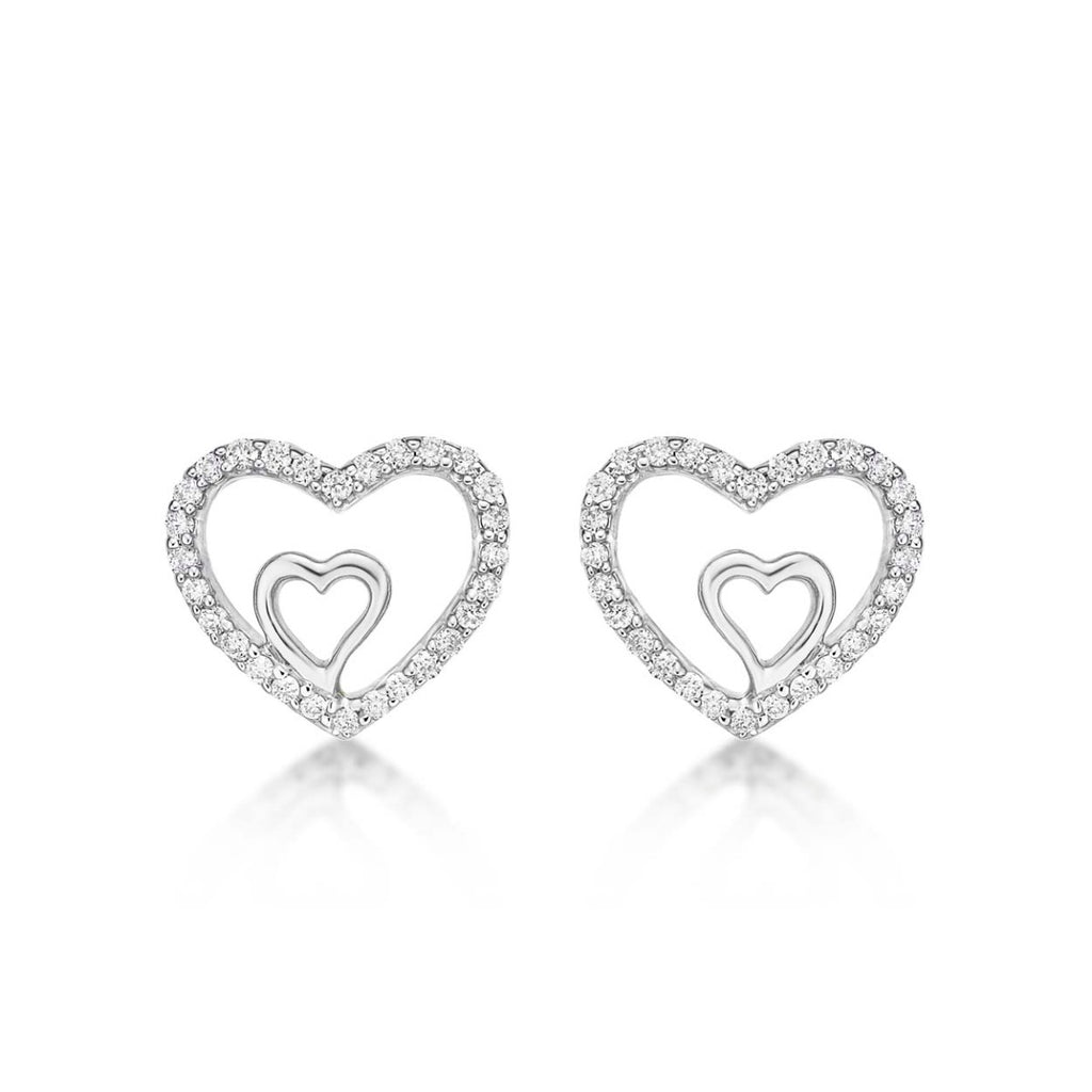 Amour Diamond Heart Earrings 0.20ct Diamond Studs in 18K White Gold