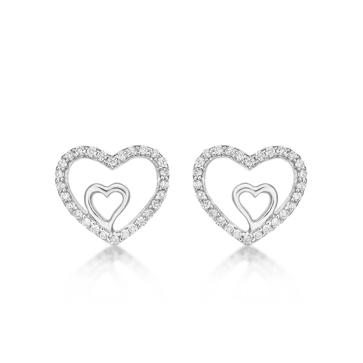 Amour Diamond Heart Earrings 0.20ct Diamond Studs in 18K White Gold