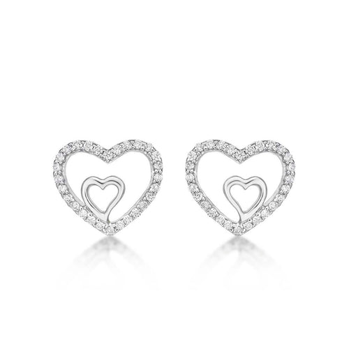 Amour Diamond Heart Earrings 0.20ct Diamond Studs in 18K White Gold