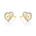 Amour Diamond Heart Earrings 0.20ct Diamond Studs in 9K Yellow Gold side view