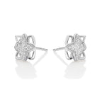 Clover Diamond Cluster Earrings 0.25ct Diamond Studs 18K White Gold side view