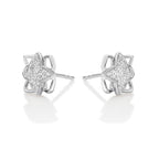 Clover Diamond Cluster Earrings 0.25ct Diamond Studs 9K White Gold side view