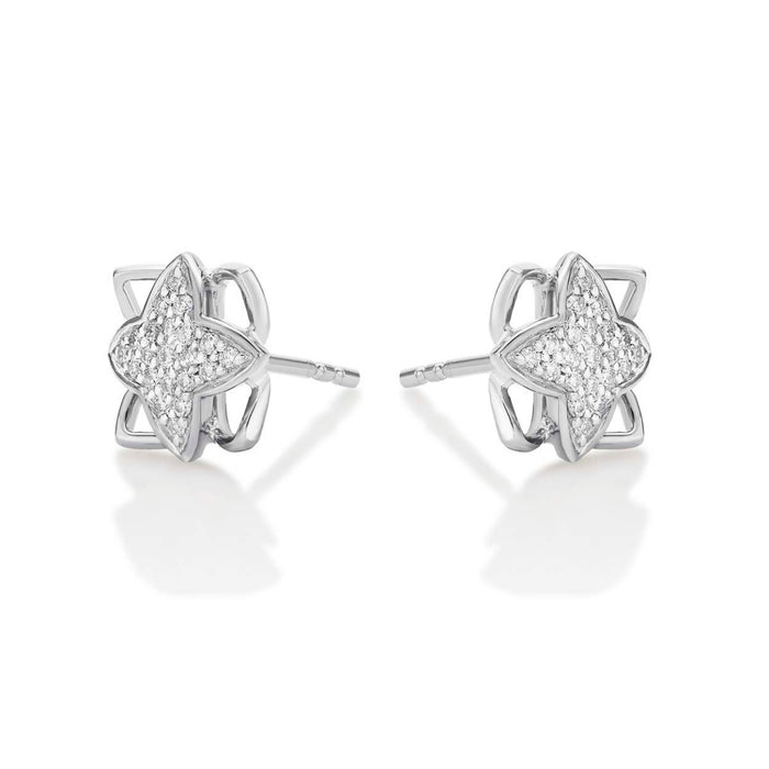 Clover Diamond Cluster Earrings 0.25ct Diamond Studs 9K White Gold