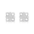 Clover Diamond Cluster Earrings 0.25ct Diamond Studs 18K White Gold