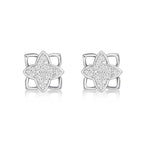 Clover Diamond Cluster Earrings 0.25ct Diamond Studs 18K White Gold