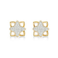 Clover Diamond Cluster Earrings 0.25ct Diamond Studs 9K Yellow Gold