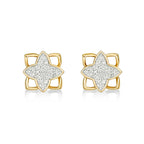 Clover Diamond Cluster Earrings 0.25ct Diamond Studs 9K Yellow Gold