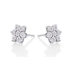 Sparkle Diamond Cluster Earrings 0.14ct Diamond Studs 9K  White Gold