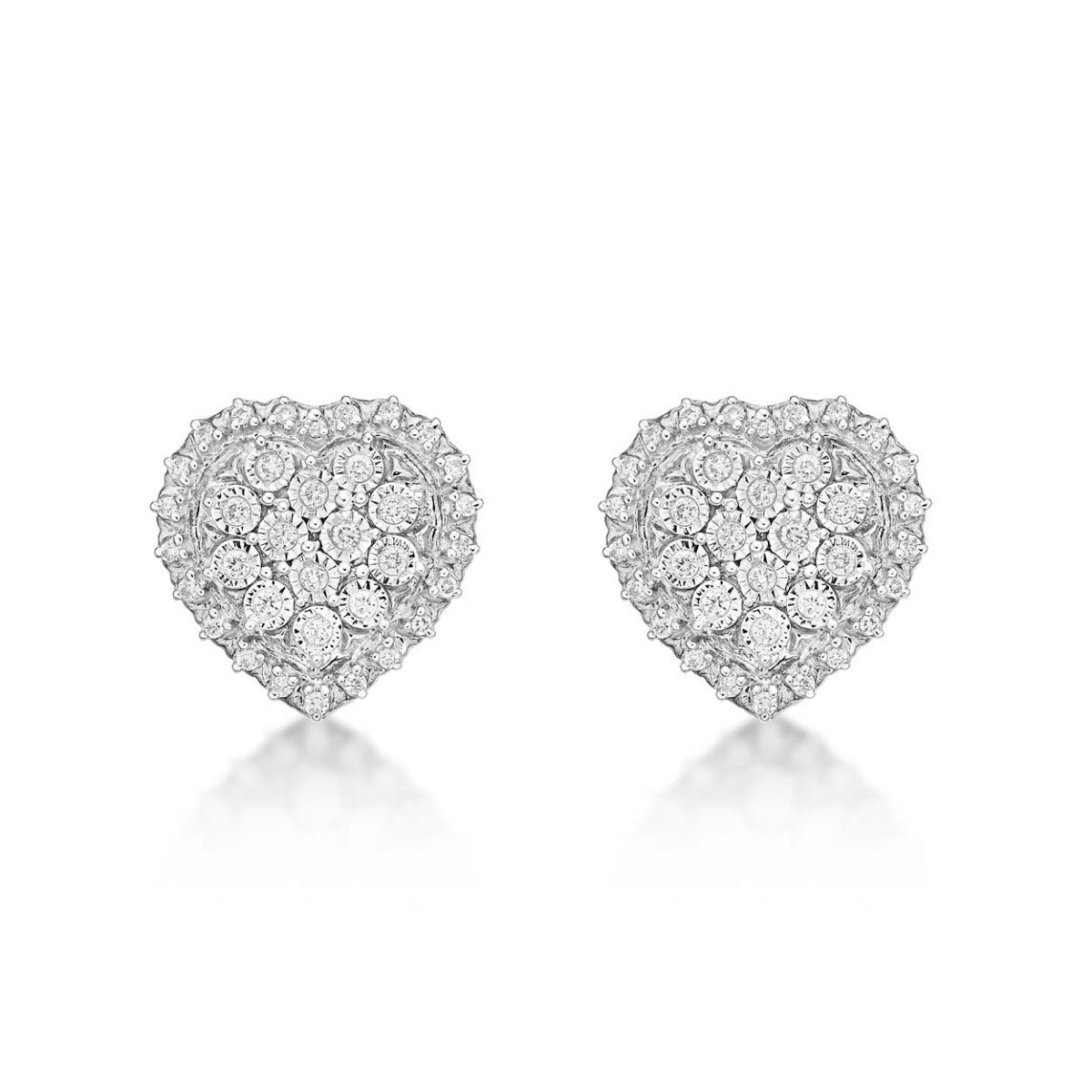 Sparkle Diamond Heart Earrings 0.28ct Diamond Studs in 9K White Gold