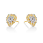 Sparkle Diamond Heart Earrings 0.28ct Diamond Studs in 9K Yellow Gold side view