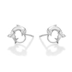 Dolphin Diamond Cluster Earrings 0.23ct Diamond Studs 9K White Gold side view
